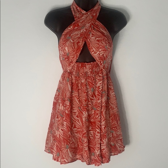 Free People Dresses & Skirts - Free People™️ Red Floral Criss-Cross Dress.